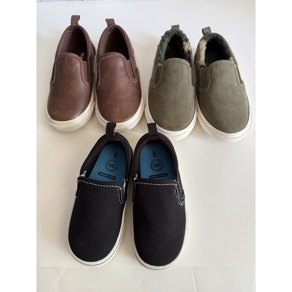 Lot Of 3 Pairs Toddler Size 6 And 7 Boy Shoes Sneakers Old Navy Wonder Nation